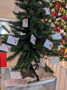 Small Christmas Tree with names of children as ornaments