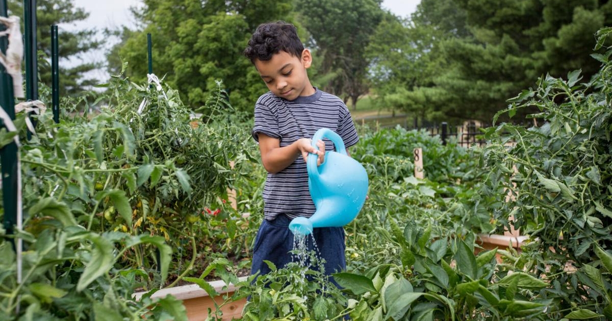 Justice watering garden - photo by Daniel Lin of the Daily News Record